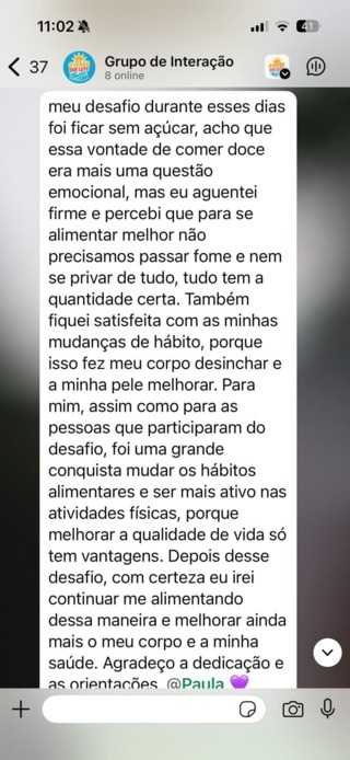 Mensagem sobre mudanças de hábitos e atividade física.